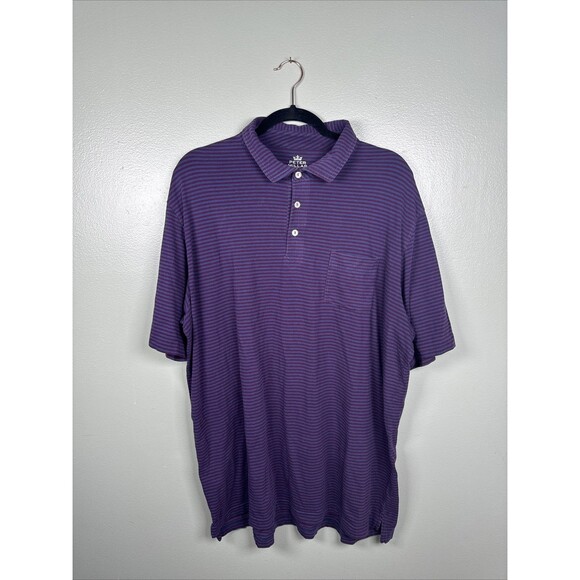 Peter Millar Seaside Wash Short Sleeve Polo XL Purple‎ Stripe Golf Chest Pocket - Picture 1 of 7